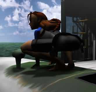 Lara Croft looks before she leaps!